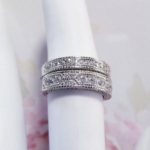 Bella Luce Pair of Stackable Bands SS Ring NWOT